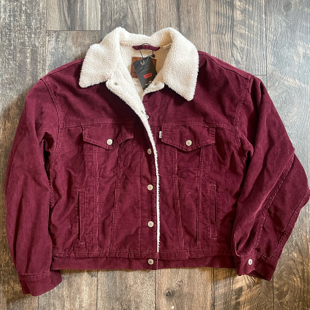 Levi's Red Jean Jacket with Sherpa Lining